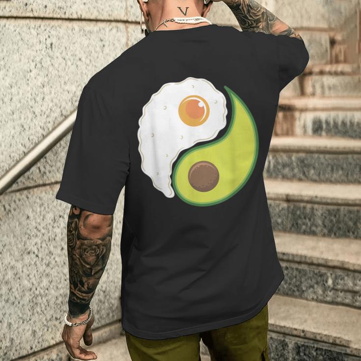 Avocado And Eggs Keto Diet Healthy Eating Yin Yang Yin Yang メンズTシャツ バックプリント 彼への贈り物
