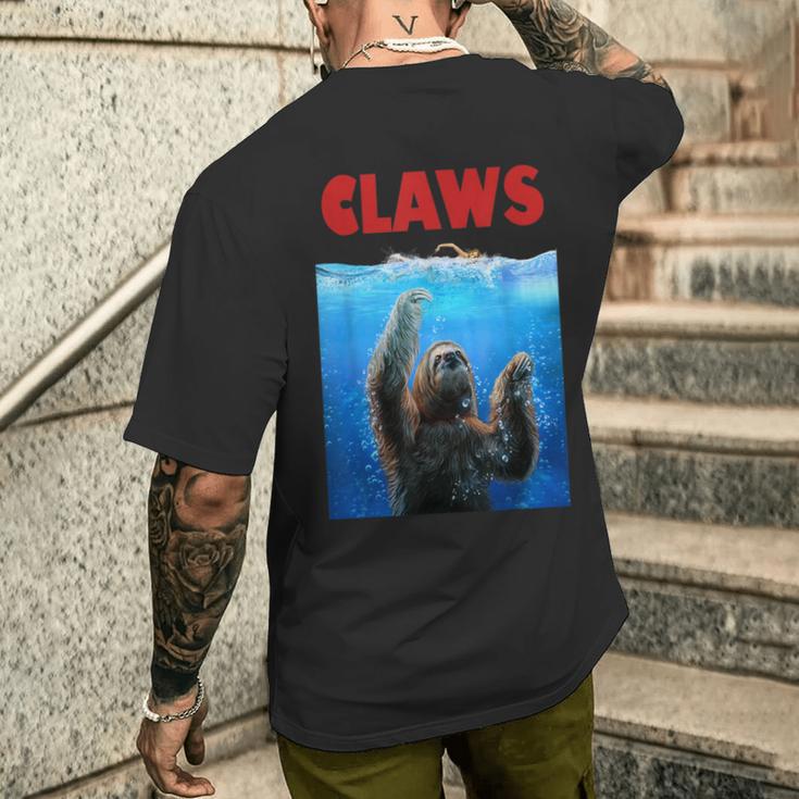 Beware Of Claws 面白いナマケモノ シャーク 映画 パロディ メンズTシャツ バックプリント 彼への贈り物