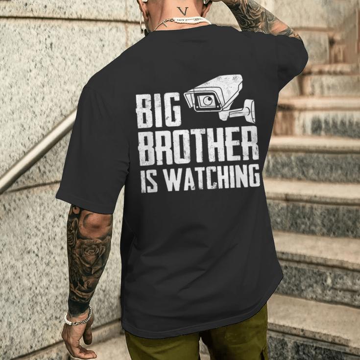 Big Brother Is Watching Government Massurveillance Cctv メンズTシャツ バックプリント 彼への贈り物