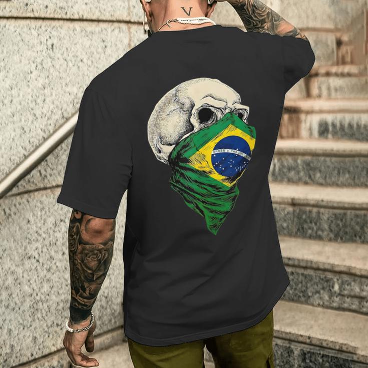 Brasil Brasil Brasil Flagkull In Mangas Camiseta Hombre Estampado Espalda Regalos para él