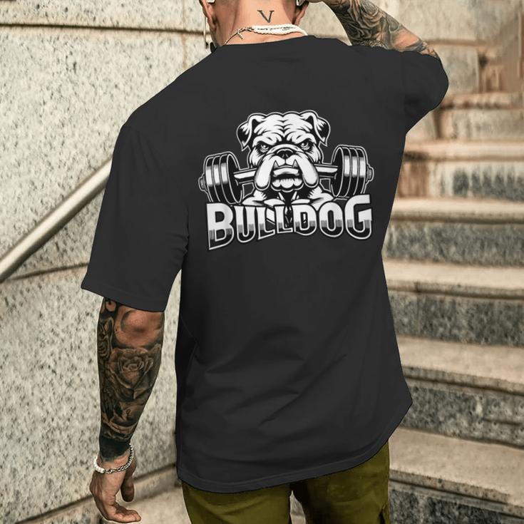 Bulldog ボディービルダー ウェイトリフティング ジム トレーニング フィットネス メンズTシャツ バックプリント 彼への贈り物