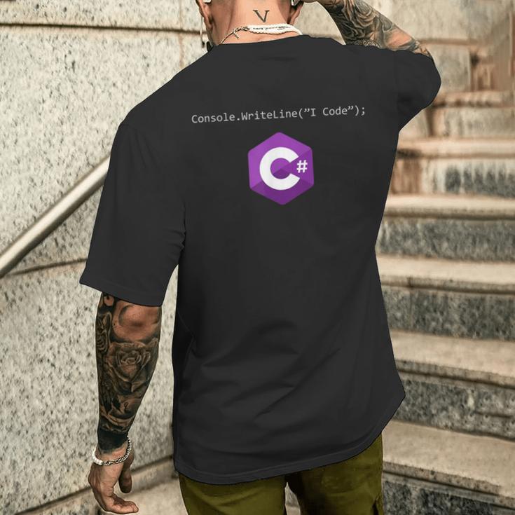 C コーディングプログラミングコードデベロッパー テックデベロッパー プログラマー メンズTシャツ バックプリント 彼への贈り物