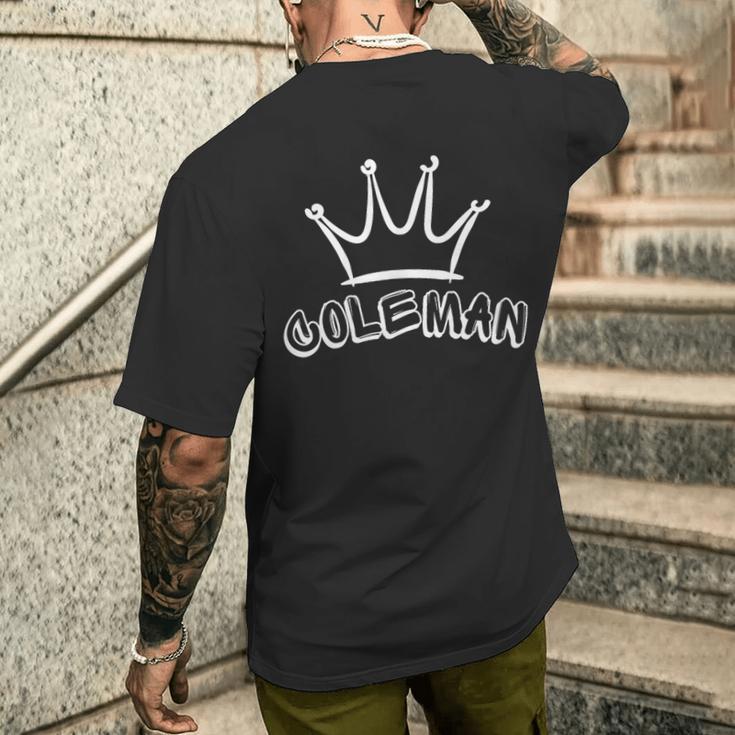 Coleman ファミリーネーム クールなコールマンの名前とロイヤルクラウン メンズTシャツ バックプリント 彼への贈り物