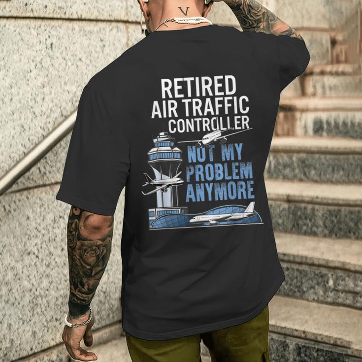 Controllore Del Traffico Aereo In Pensione Pilota Di Aereo Nonno Papà T-shirt da uomo con stampa posteriore Regalos para él