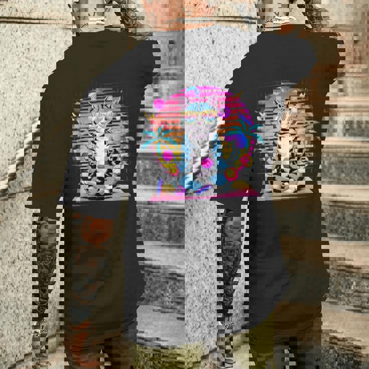 Cool Cat 瞑想 ヴェイパーウェーブ 80年代 レトロ シンセウェーブ メンズTシャツ バックプリント 彼への贈り物