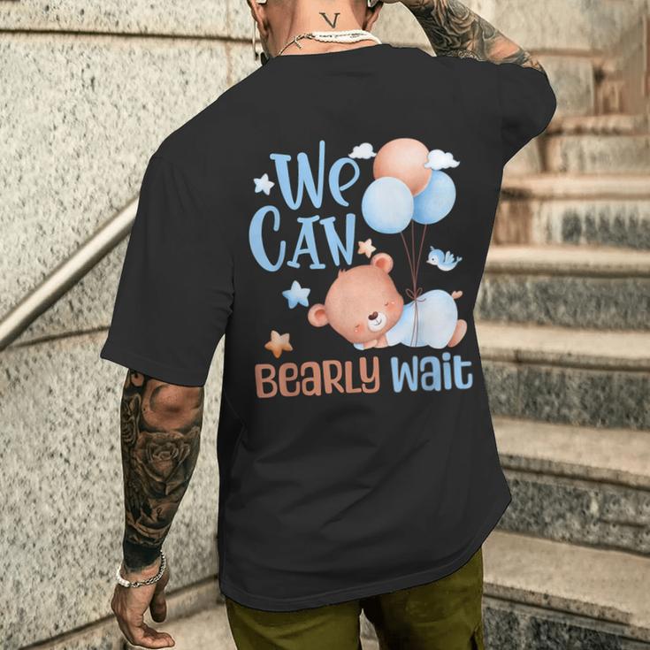 Cute We Can Bearly Wait For Gender Neutral ベビーシャワーパーティー メンズTシャツ バックプリント 彼への贈り物