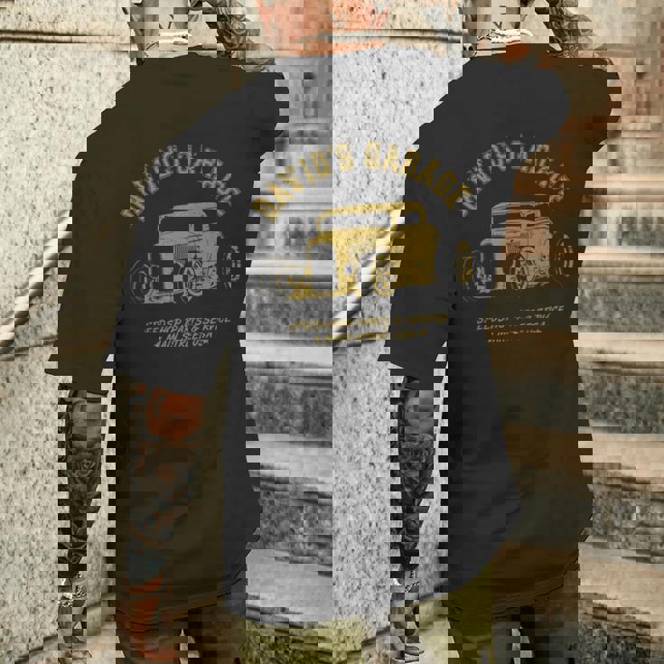 David's Garage Hotrod クラシックカーデザイン 長袖tシャツ メンズTシャツ バックプリント 彼への贈り物