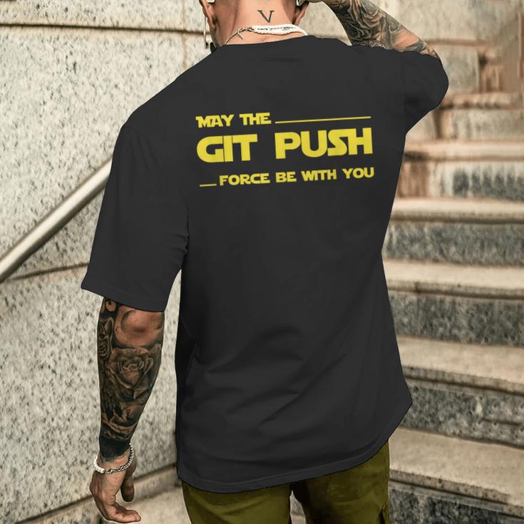 Developer May The Git Push Force Be With You メンズTシャツ バックプリント 彼への贈り物