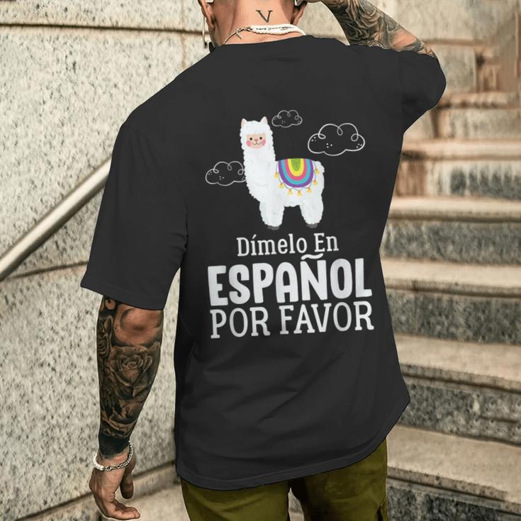Dimelo En Espanol Por Favor 面白い スペイン語 メンズTシャツ バックプリント 彼への贈り物