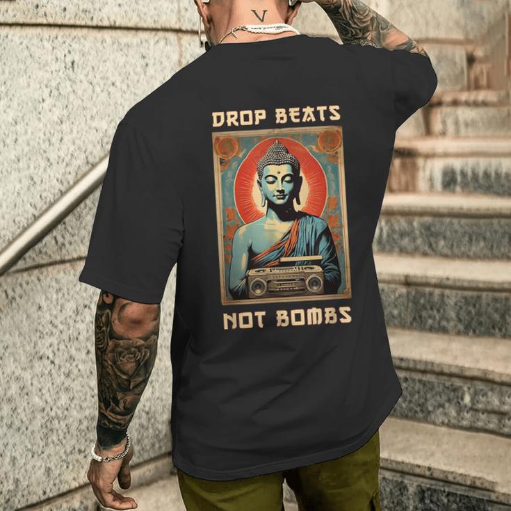 Drop Beats Not Bombs 反戦仏平和 メンズTシャツ バックプリント 彼への贈り物