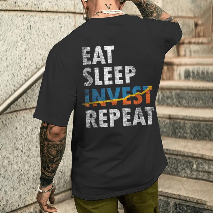 Eatleep Invest Repeat Investment Trading メンズTシャツ バックプリント 彼への贈り物