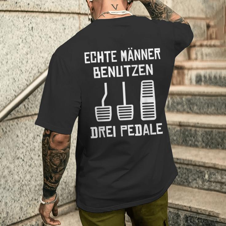 Echte Männer Benutzen Drei ペデール 旧車 手動運転 メンズTシャツ バックプリント 彼への贈り物