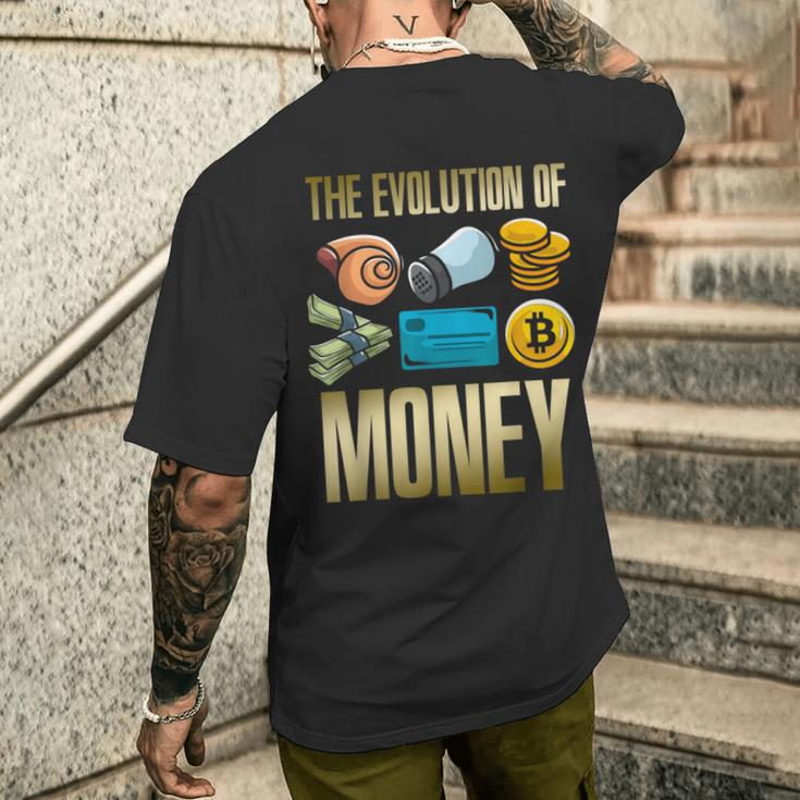 Evolution Of Money お金の進化 ビットコインプランb 暗号通貨btc ホドル メンズTシャツ バックプリント 彼への贈り物