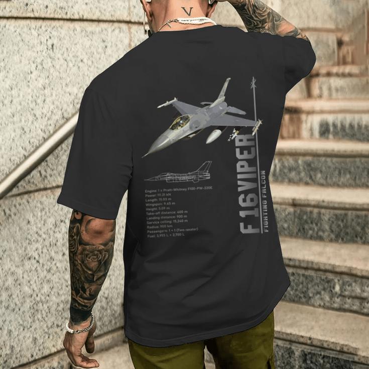 F-16 バイパー ファイティング ファルコン ジェット戦闘機仕様 メンズTシャツ バックプリント 彼への贈り物