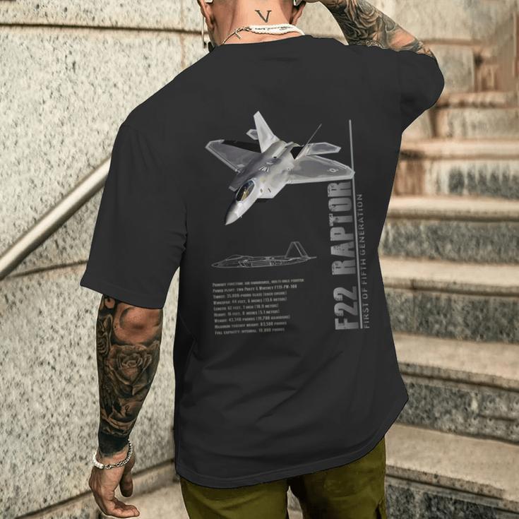 F-22 ラプター ジェット戦闘機仕様 メンズTシャツ バックプリント 彼への贈り物
