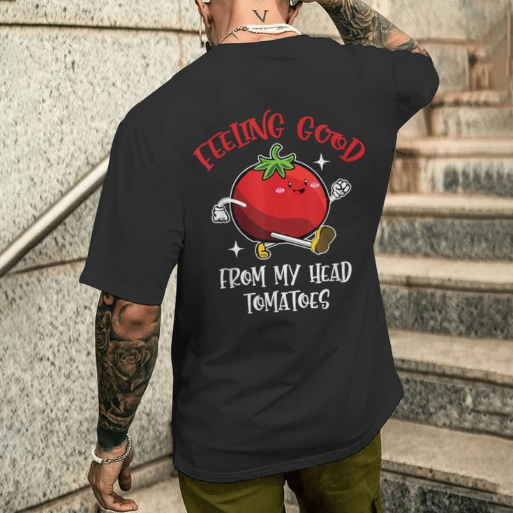 Feeling Really Good From Head トマト ビーガン ベジ愛好家 メンズTシャツ バックプリント 彼への贈り物