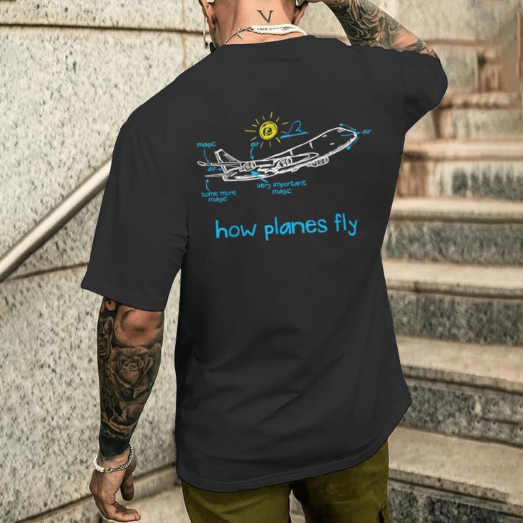 Aerospace How Planes Fly Air Magic Flight Crew メンズTシャツ バックプリント 彼への贈り物