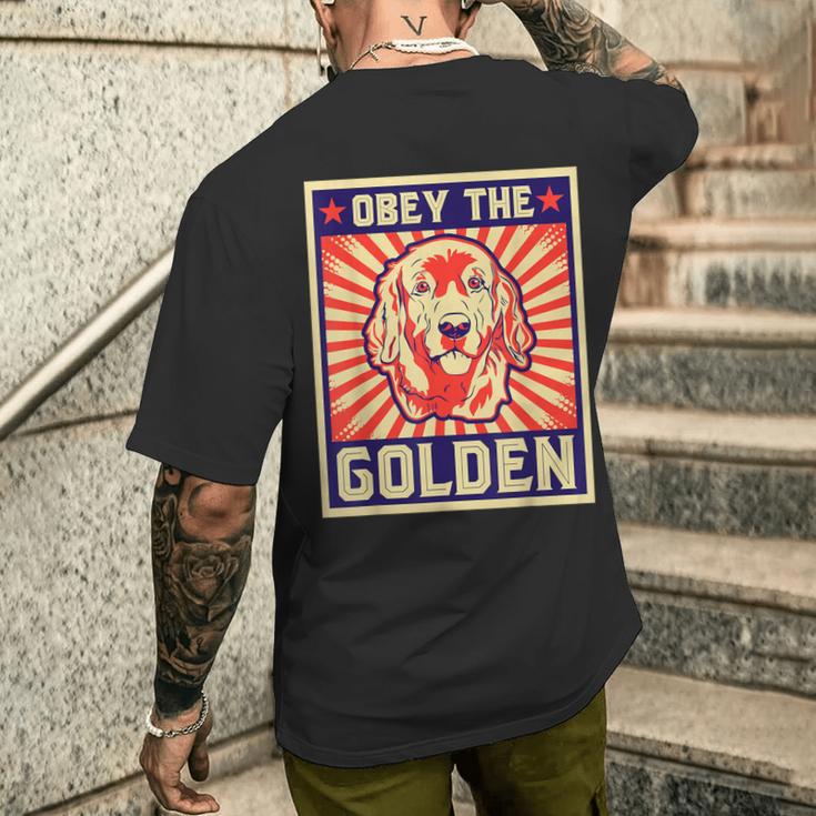 Obey The Golden ゴールデンレトリーバーオーナー向け メンズTシャツ バックプリント 彼への贈り物