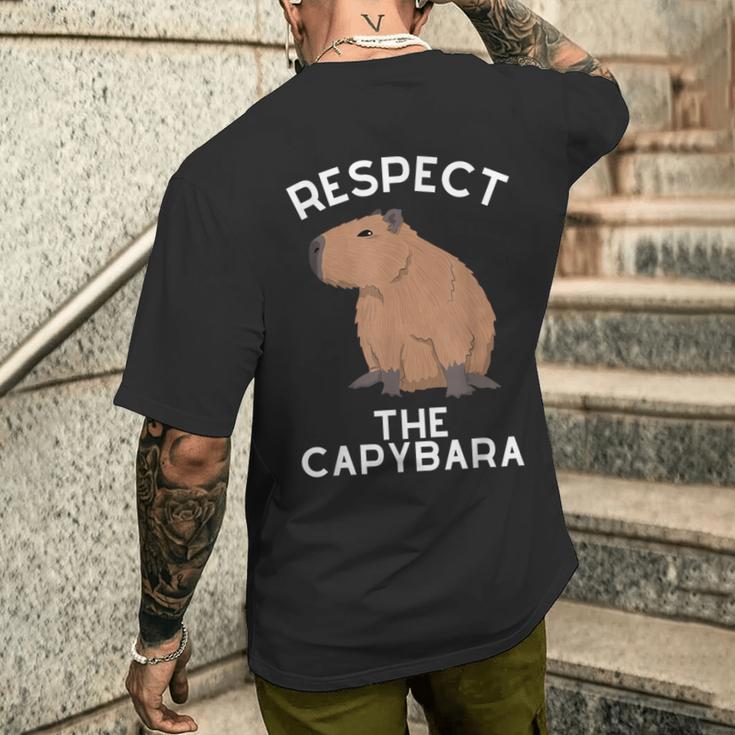 Respect The Capybara げっ歯類好き カピバラ アニマルジョーク メンズTシャツ バックプリント 彼への贈り物