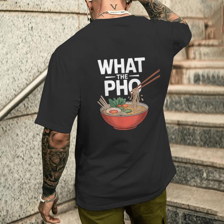 What The Pho こぼれる麺のユーモア メンズTシャツ バックプリント 彼への贈り物