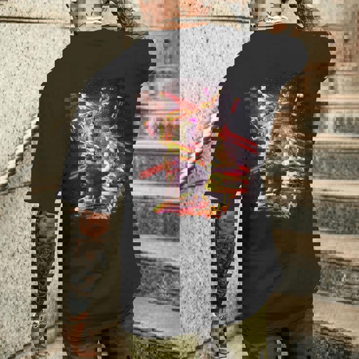 Galaxy Laser Cat On Burger -Pace Cheeseburger Cats メンズTシャツ バックプリント 彼への贈り物