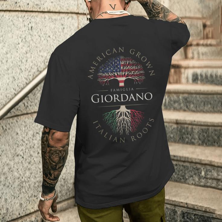 Giordano ファミリーネーム アメリカ栽培 イタリア ルーツ イタリア 国旗 メンズTシャツ バックプリント 彼への贈り物
