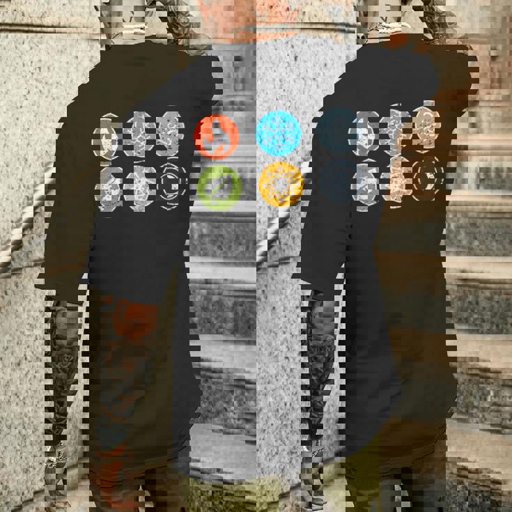 Gloomhaven Elements シンボル 火 氷 空 地球 ライトダーク メンズTシャツ バックプリント 彼への贈り物