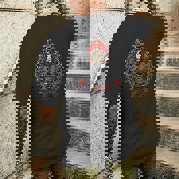 Gorilla Workout Angrytrongcaryilverback Gorilla Gym メンズTシャツ バックプリント 彼への贈り物