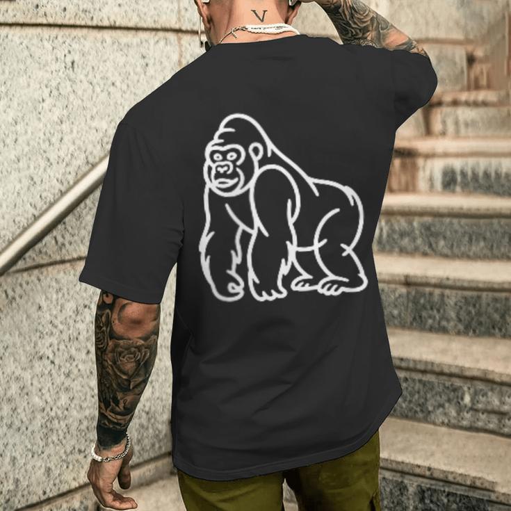 Gorilla ミニマリスト バッジ パッチライン アート 動物 メンズTシャツ バックプリント 彼への贈り物