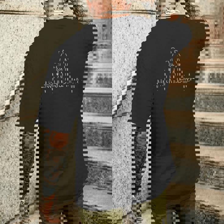 Grandpa & Grandson Heartbeat Partner Look Grandchild & Grandfather メンズTシャツ バックプリント 彼への贈り物