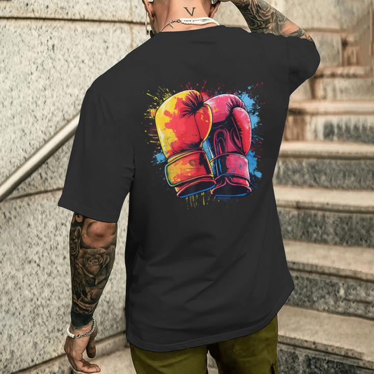 Guantes De Boxeo Pintados De Colores En Boxeo Artístico Camiseta Hombre Estampado Espalda Regalos para él