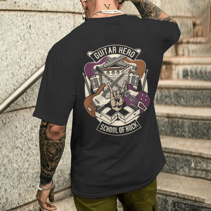 Guitar Heroes スクール オブ ロック ギター ラバー ギタリスト ギター メンズTシャツ バックプリント 彼への贈り物