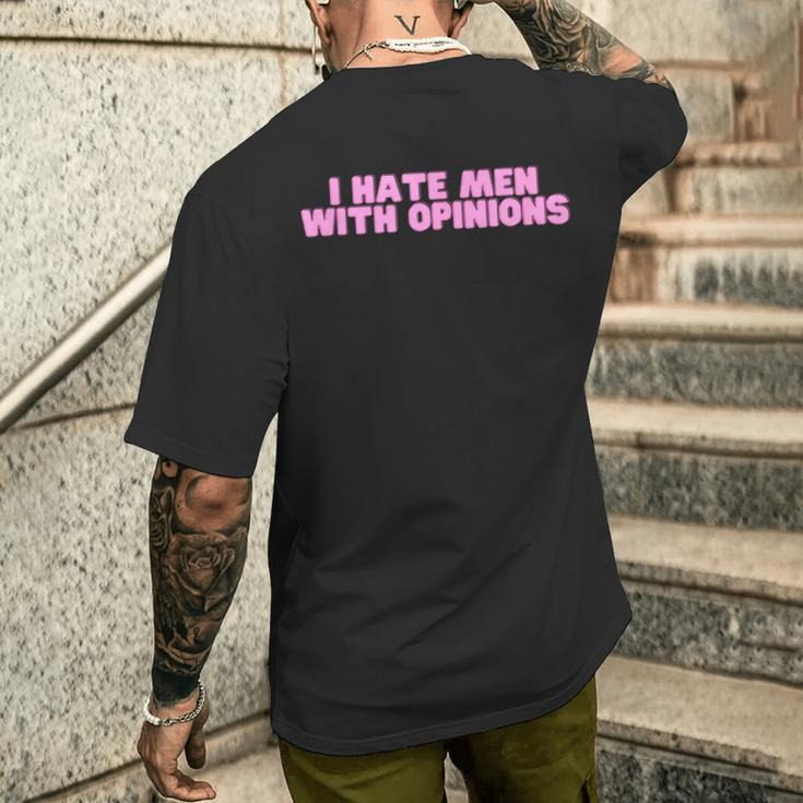 I Hate With Opinions Y2k ファニーフェミニスト ホットガールスレイ メンズTシャツ バックプリント 彼への贈り物
