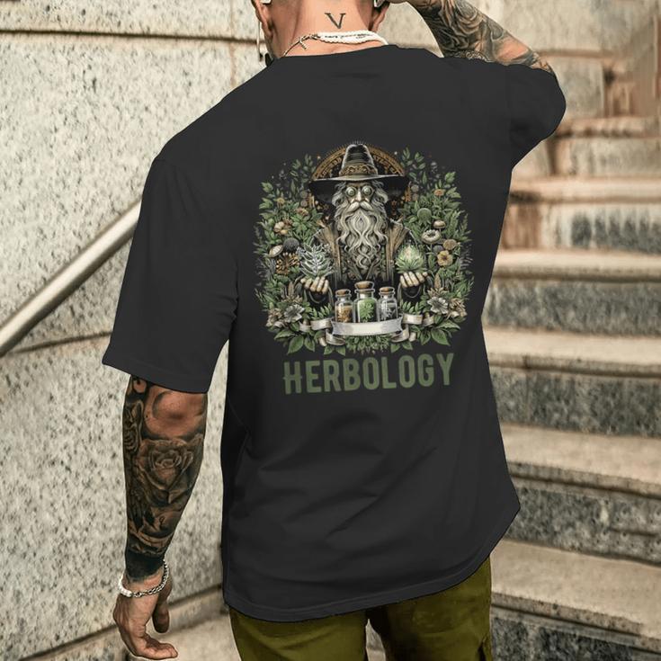 Herbology マジカルハーブ ヴィンテージ 神秘的な植物 メンズTシャツ バックプリント 彼への贈り物