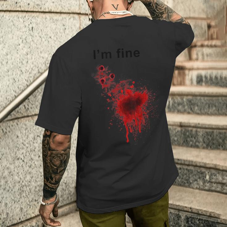 I'm Finearcastic ハロウィン 映画ホラー ゾンビ ファニー ブラッド メンズTシャツ バックプリント 彼への贈り物