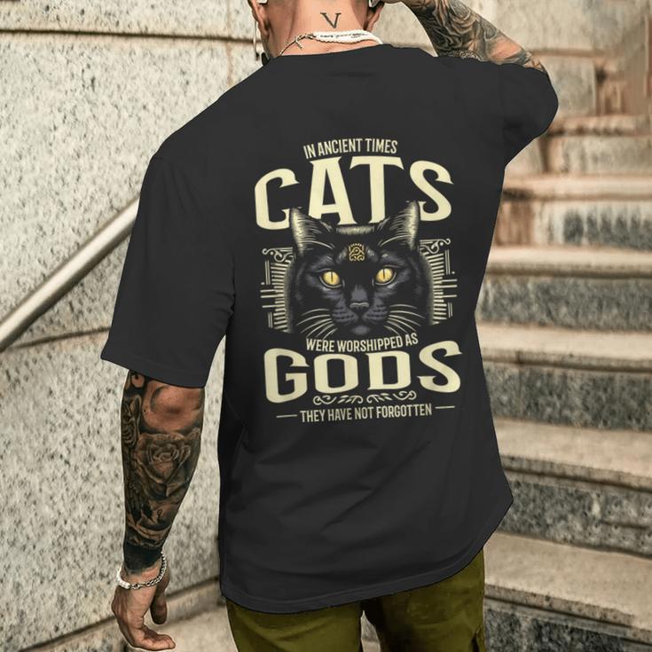 In Ancient Times Cats Were Worship As Gods Pet Lover メンズTシャツ バックプリント 彼への贈り物