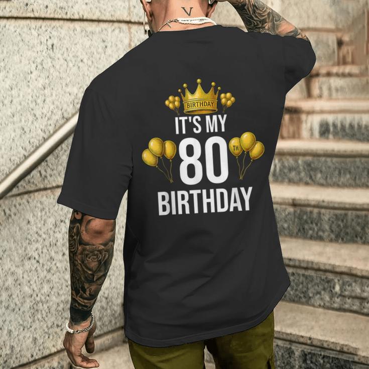 It's My 80Th Birthday Party 80歳 誕生日 メンズ レディース メンズTシャツ バックプリント 彼への贈り物