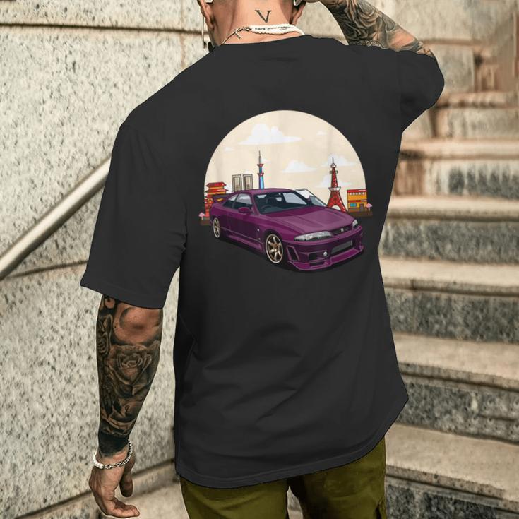Jdm スカイライン R33 カーチューニングジャパン 東京ドリフト メンズTシャツ バックプリント 彼への贈り物