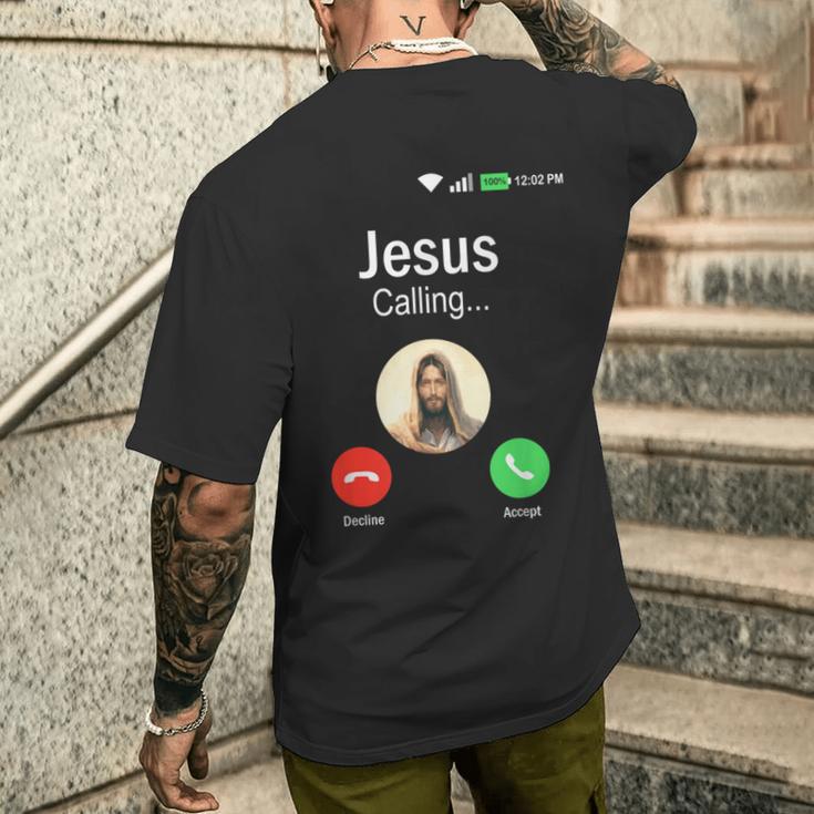 Jesus Is Calling I Jessus Calls An & メンズTシャツ バックプリント 彼への贈り物
