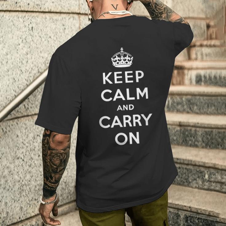 Keep Calm And Carry On ビンテージポスタープリント レトロ メンズTシャツ バックプリント 彼への贈り物