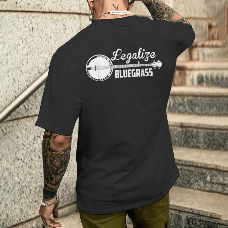 Legalize Bluegrass Banjo ビンテージヒッピーブルーグラス 音楽ファン メンズTシャツ バックプリント 彼への贈り物