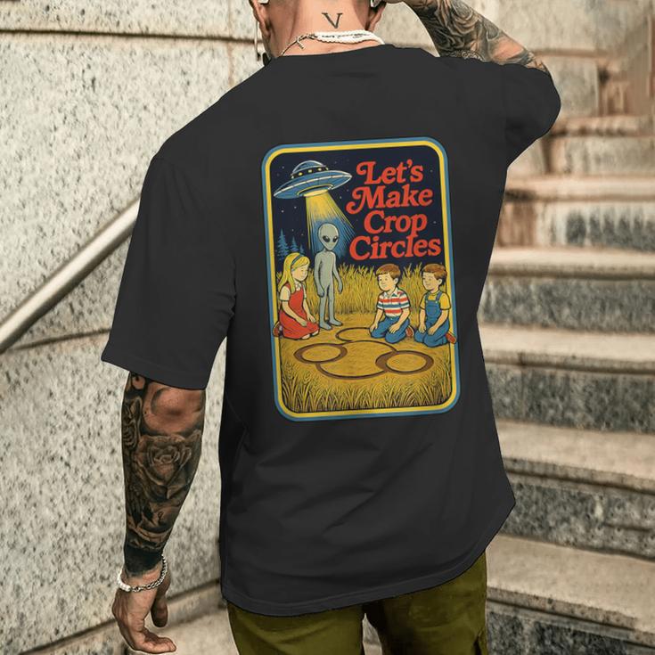 Let's Make Crop Circles 面白い レトロ ヴィンテージ エイリアン Ufo メンズTシャツ バックプリント 彼への贈り物