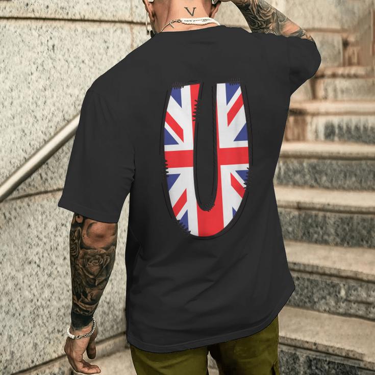 Lettre U Du Drapeau Britannique Avec Initiale Graphiqueieillie T-shirt imprimé au dos Cadeaux pour lui