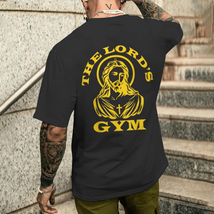The Lords Gym 重量挙げに クリスチャン ジーザス 好き メンズTシャツ バックプリント 彼への贈り物