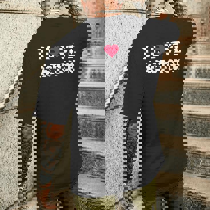 I Love Acton マッチング ガールフレンド&ボーイフレンド アクトン名 長袖tシャツ メンズTシャツ バックプリント 彼への贈り物