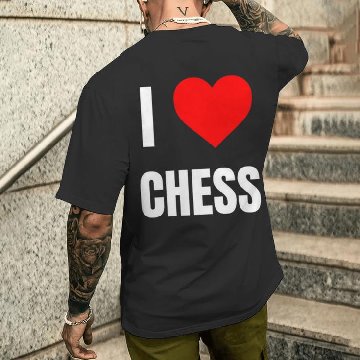 I Love Chess ハートギフト メンズ レディース キッズ アパレル 服 メンズTシャツ バックプリント 彼への贈り物