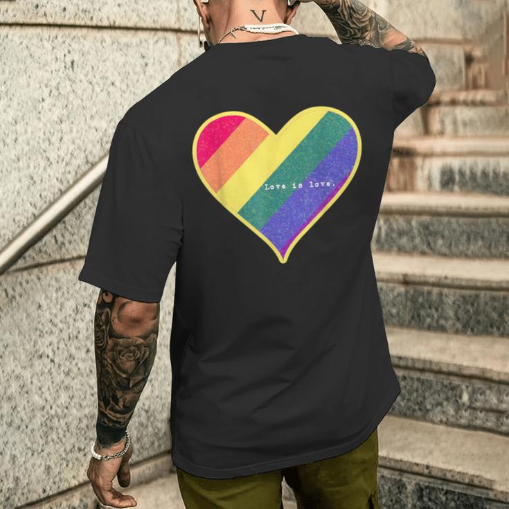Love Is Love レインボーハート メンズTシャツ バックプリント 彼への贈り物