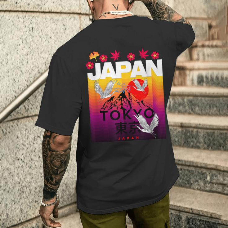 I Love Japan Culture Cool Japanunset Red-Crowned Crane メンズTシャツ バックプリント 彼への贈り物
