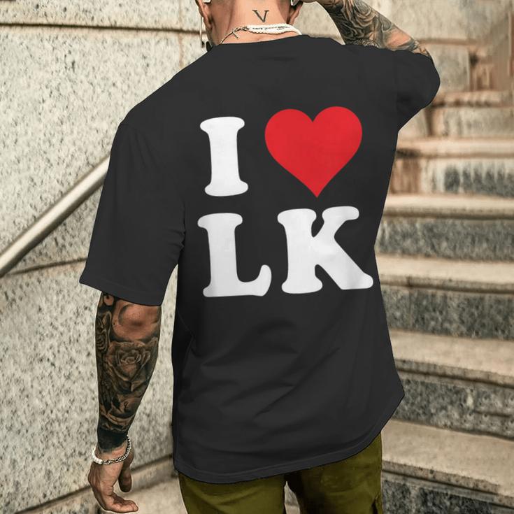 I Love Lk Initials I Heart LK First Last Name L K メンズTシャツ バックプリント 彼への贈り物