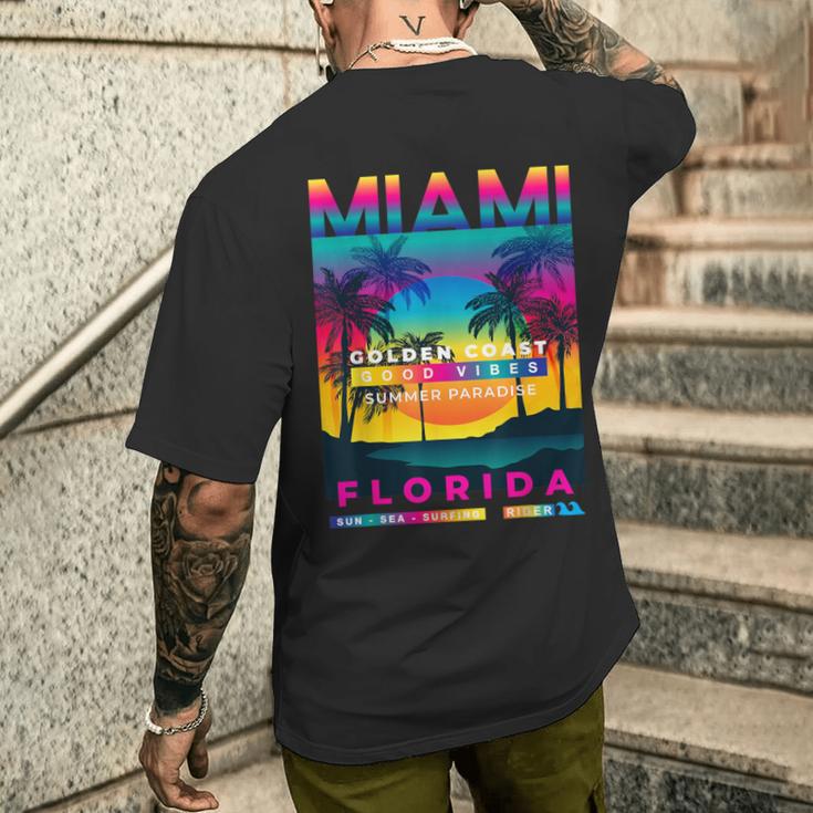 I Love Miami Miamiibes Illustration Graphic s メンズTシャツ バックプリント 彼への贈り物